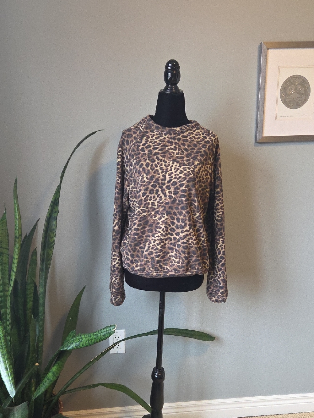 Spiritual Gangster Leopard Print Crewneck Sweatshirt - Brown Tan
